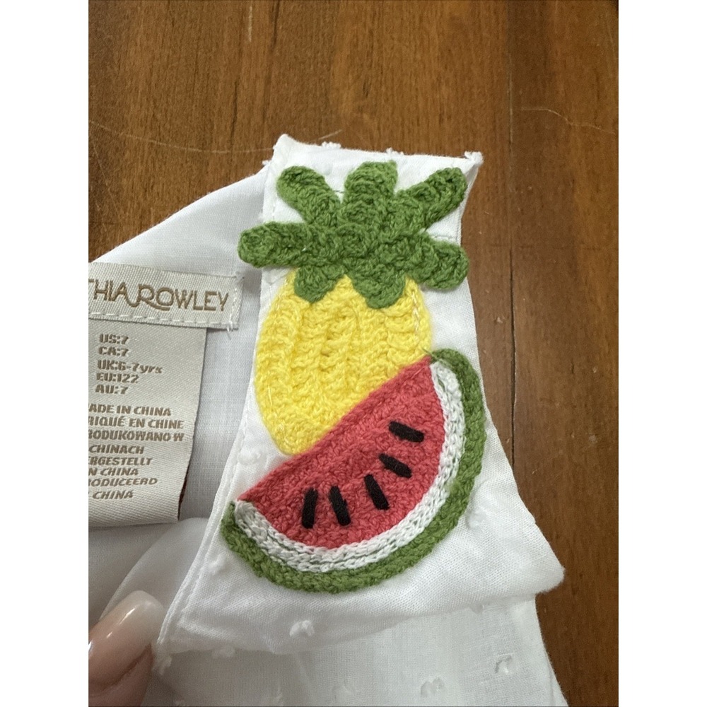 Cynthia Rowley Summer Crochet Embroidered Fruit Dress Size 7 - Picture 3 of 6
